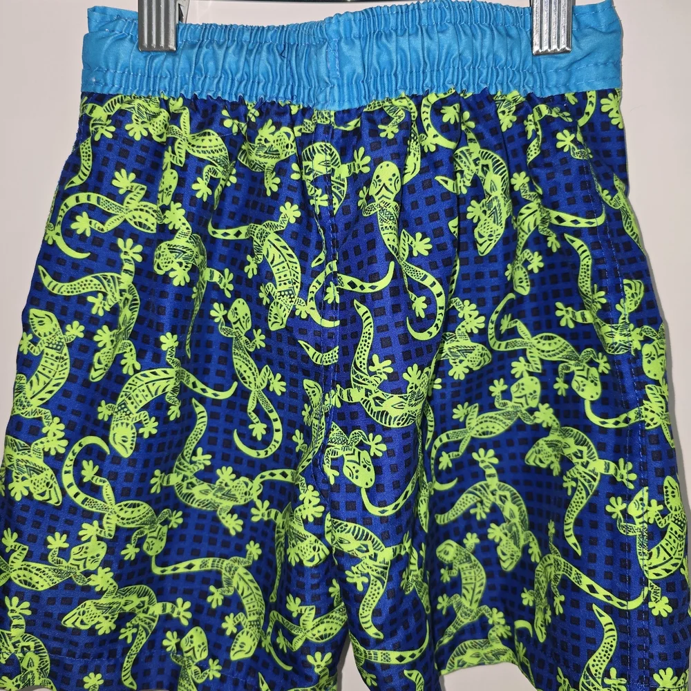 LILY And DAN Kids Swim‎ Trunks with Lizard Print - Blue and Green Boys